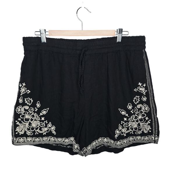 Elie Tahari Pants - Elie Tahari Embroidered Shorts Women XL Linen Blend Boho Resort Pull On Vacation